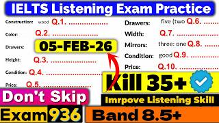 IELTS Listening Practice Test 2026 with Answers | Recent Exam - 05.02.2026
