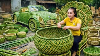 How to weave bamboo baskets, harvest vegetables, beans, and bananas to sell at the market