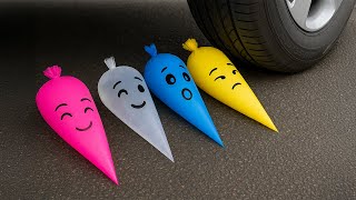 Car vs Giant Slime Balls With Crushing Soft, Crunchy Things & Experiment Car | Motojo AI TV
