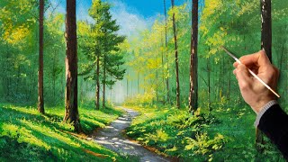 Forest Freshness / Acrylic Painting Landscapes / Easy Art / Drawing Lessons / Satisfying Music