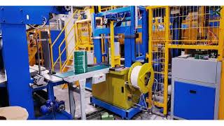 Automatic cable strapping and palletizing line