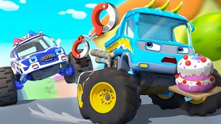 Police Truck's Birthday Cake | Monster Truck | Nursery Rhymes & Kids Songs | BabyBus - Cars World