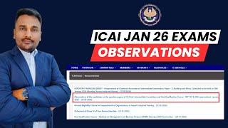 ICAI Important Announcement | JAN 26 Exam | Observations of Candidates | CA Foundation, Inter, Final