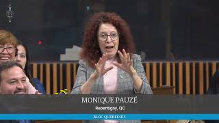 Bloc Québécois MP Monique Pauzé questions federal government on TMX in Question Period on Oct. 7.