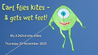 Carl flies kites and gets wet feet