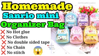 Homemade Sanrio mini Organizer Bag | DlY Sanrio mini bag | 🌷How to make Stationery |DIY Stationery
