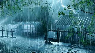 Relax & Sleep Like a Baby in 3 Minutes with Heavy Summer Rain & Strong Thunder at Garden House