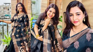 Black Saree Party Makeup Look || Easy Makeup Look || Quick Makeup Tutorial ||  Barsha Basu