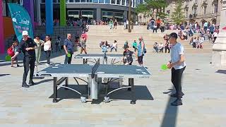 Tom and Ben Table Tennis in City Centre during Commonwealth Games