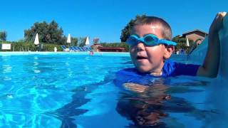 Matthias swimming in the pool