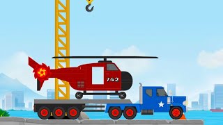 Labo Construction Truck - Trailer Truck Carrying a Helicopter Delivery Transport