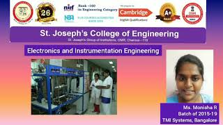 St.Joseph's Group of Institutions-Electronics And Instrumentation Engineering-Alumni Testimonials