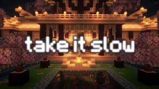 no need to rush... (minecraft music with relaxing rain, water, fire, night ambience)