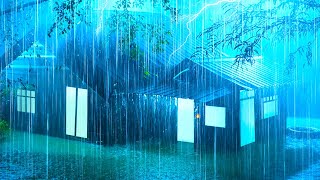 Falling Asleep in a Cozy Cabin with Torrential Rain & Deep Rolling Thunder on a Rainy Night