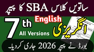 School Based Assessment Class 7 English | SBA Mid Term Eng Solved Paper 2025–26 PTB | Learning Zone