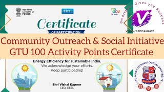 Energy Efficiency for Sustainable India | Community Outreach Certificate | GTU 100 Activity Points