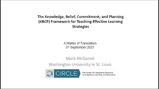 A Matter of Translation Keynote: Dr Terry Byers on behalf of Prof Mark McDaniel