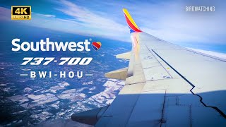 [4K] Southwest Airlines 737-700 | Baltimore (BWI) to Houston (HOU) – N203WN