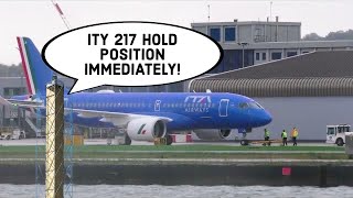 #ITA Airways Brand New #A220 gets stuck at City Airport!