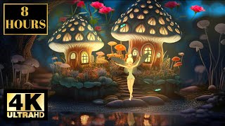 Watch Tinker Bell Dancing In The Magic Forest With Mushroom Houses Wallpaper And Relaxing Music 4K