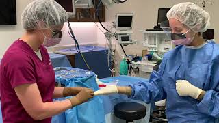 Removing a contaminated glove