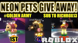 Adopt Me NEON PETS ⚡ Give Away + GOLDEN SHIP House Tour - Roblox