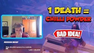 Fortnite BUT Every Death I EAT Chilli Powder...