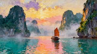 4K Oil Painting - Halong Bay Sunrise, Vietnam | Art for Your Frame TV
