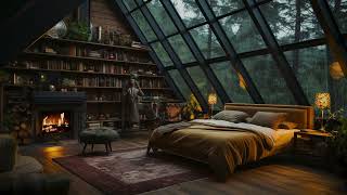 Cozy Rainy Day Vibes - Soothing Rain On Window and Crackling Fireplace in Your Bedroom for Sleep