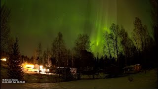 Aurora borealis or Northern lights time lapse from 4/1/25 in  central Sweden