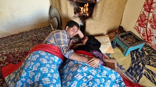 Amazing yong  age of an yong couple side by side. Daily hard life in a high mountain village