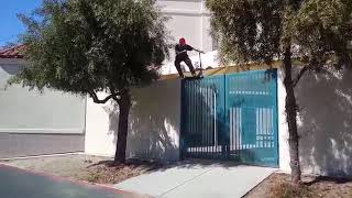 huge backside 50-50 drop into bank on scooter