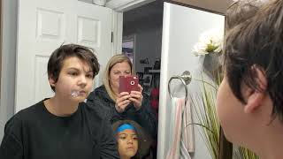 Zachary's first time shaving