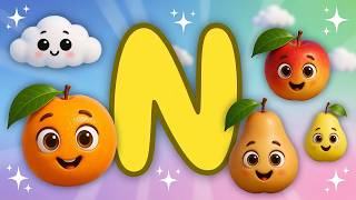 N for Fruits 🍊 | Learn 10 Fruits That Start With N | Fun Kids Nursery Rhyme & 3D Animation