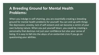 Joshua Hunt Fitzroy Island - The Effects of Self-Shaming On Your Life In General