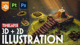2D + 3D Illustration Timelapse | Blender - Substance Painter - Photoshop