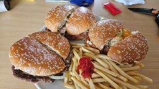 A Meal Fit For Kings, Fried Chicken, Beef, Bread, Fried Potatoes And Onion Rings