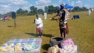Chief Dakamela addressing people at his Imiklomelo kaDakamela Awards ceremony, 8 April 2023.