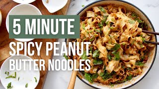 5 Minute Spicy Peanut Butter Noodles Recipe (Vegan) | How to Cook at Home