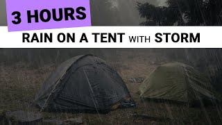 Relaxing Rain on a Tent with Thunder Sounds (3 Hours) 🎧 for sleep, relaxation, meditation, study