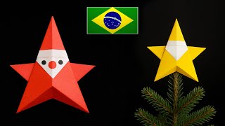 Papai Noel em Forma de Estrela – Origami Lindo para o Natal