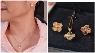 Van Cleef and Arpels (VCA) Vintage Alhambra Inspired Earrings and Pendant in yellow gold.
