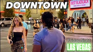 Friday Night on Fremont Street Downtown Las Vegas Club District…