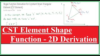 CST (2D) Triangular Element Shape Function - Derivation