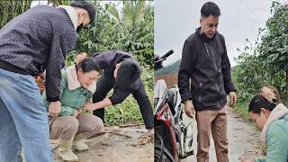 A man appeared just in time to help the girl escape from the thugs.