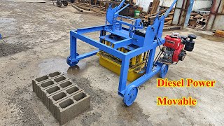 how to operate diesel engine power mobile cement block making machine for concrete hollow blocks