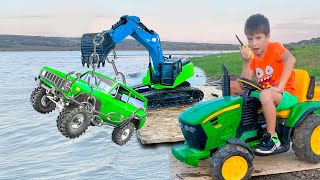 Car Adventures and Darius rescuing cars from the water | Kidscoco Club