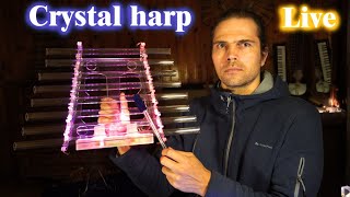 Meditative night live musical jam for calmness, peace, tranquillity. Crystal harp, flute, geoshred