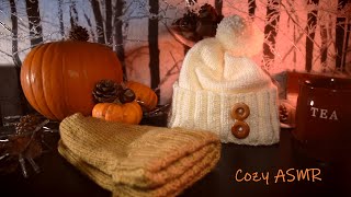 Cozy Autumn ASMR Knitting, Knitting a Hat With Buttons and Pom Pom - No Talking!