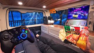 [Gaming Van Compilation] Rainy Car Camping Nights with Anime & Gaming — Over 5M Views.